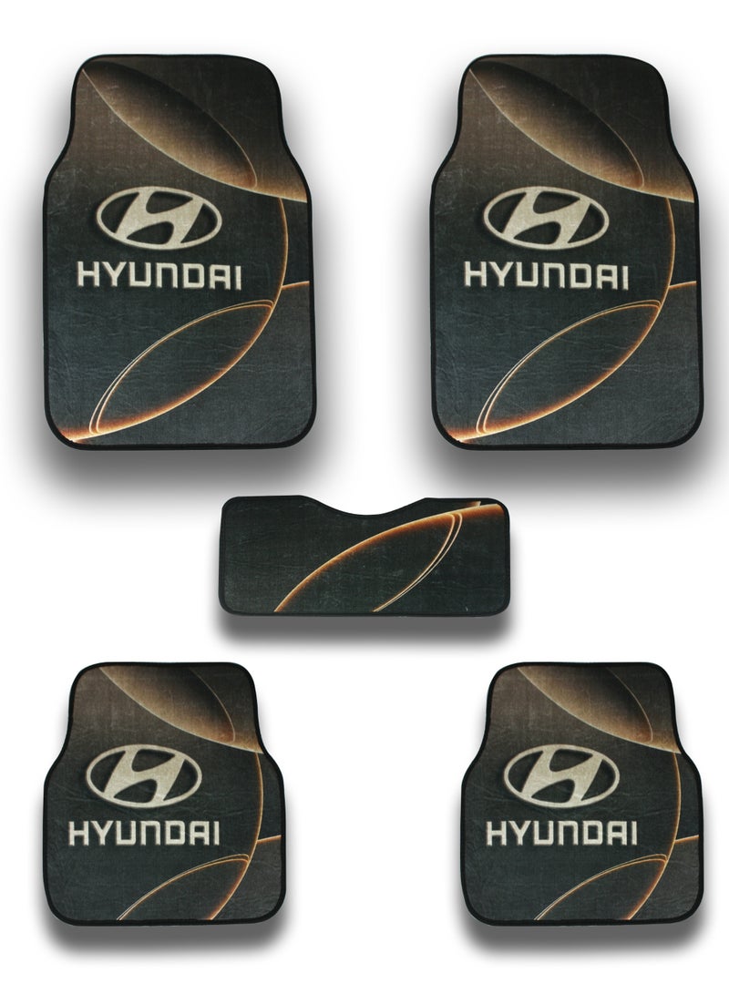 طقم دواسات سيارة 5 قطع متوافقة مع جميع سيارات هيونداي تصميم مانع للانزلاق لحماية أرضية السيارة من الأتربة والمياه والطين مصنوعة من خامات متينة سهلة التنظيف مناسبة للاستخدام اليومي تشمل الأمام والخلف والقطعة الوسطى ملائمة لسيارات هيونداي السيدان والـ SUV والهاتشباك اكسسوارات داخلية عملية - Image 1